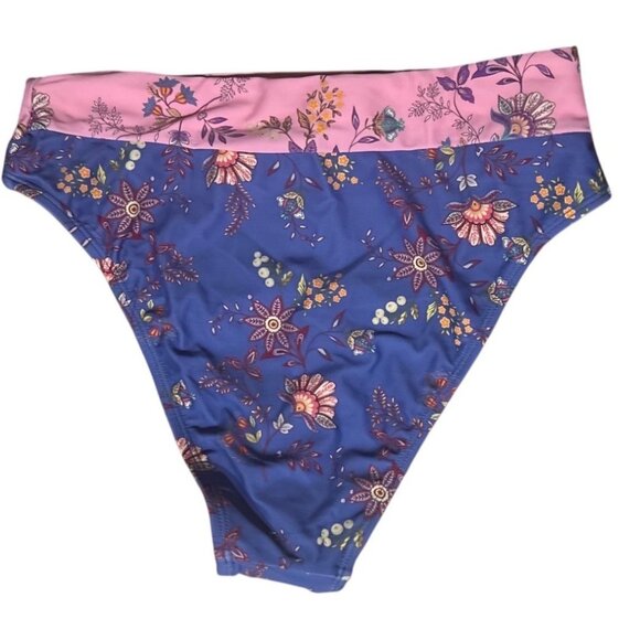 Cupshe Wild Day Flower Colorblock High-Rise Bikini Bottoms Size Medium - Picture 6 of 8